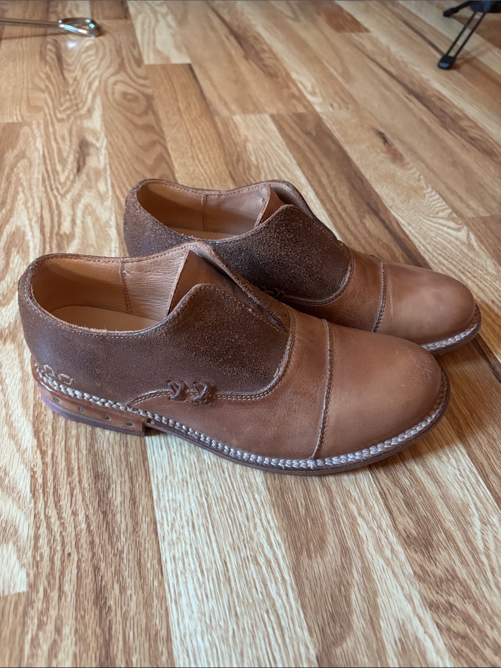 Women’s Bed Stu Brown Leather Slip-On Dress Shoes 6,5